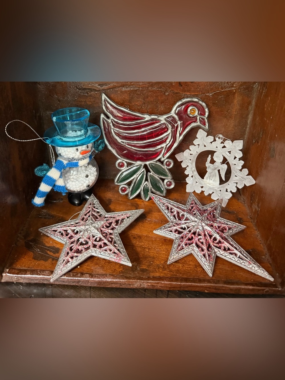 Set of 5 Vintage plastic Christmas Ornaments